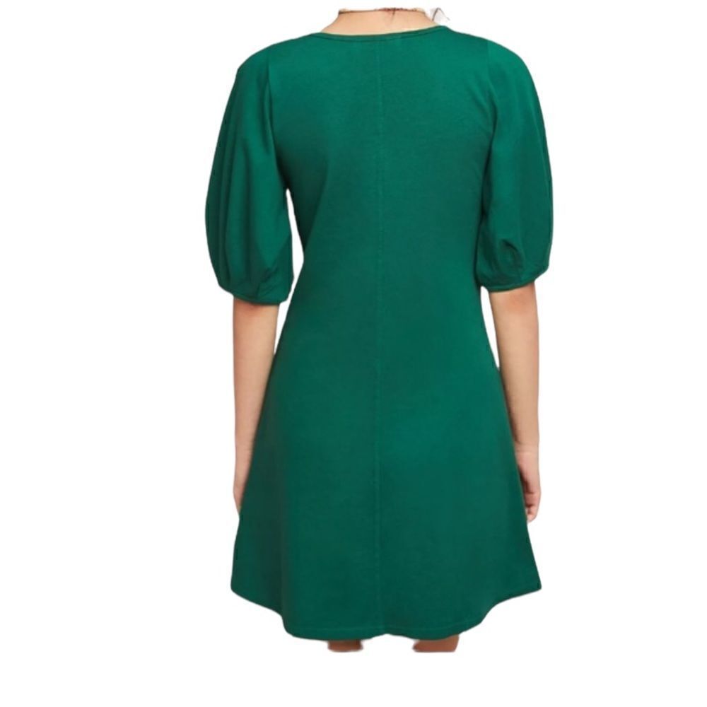 Velvet for Anthropologie Green Front-Seamed Statement Puff Sleeve Dress Size XS - Picture 2 of 10